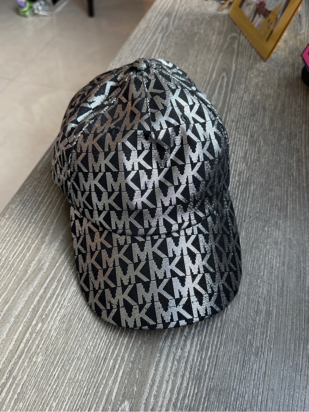 Michael Kors Black and Silver MK Monogram Adjustable Cap